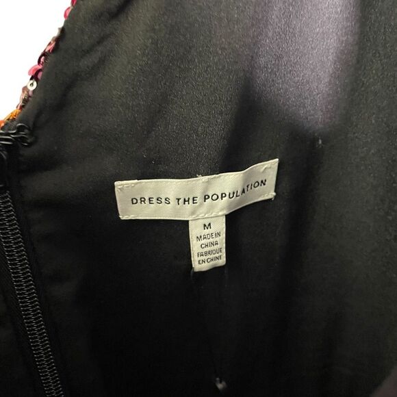 Dress The Population Elisa Embroidered Sequin Dress Medium Papaya Gown Sparkly - Picture 12 of 14